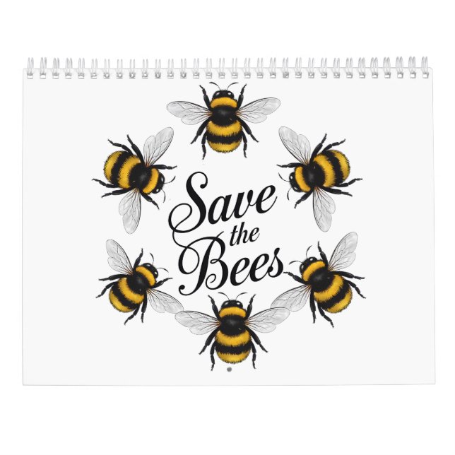 Save the bees bee kind flying insect science calendar (Back)