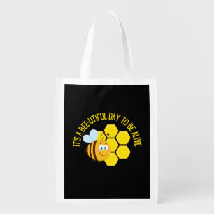 Save the Bees BEE Slogan Quotes Awareness Gifts Grocery Bag