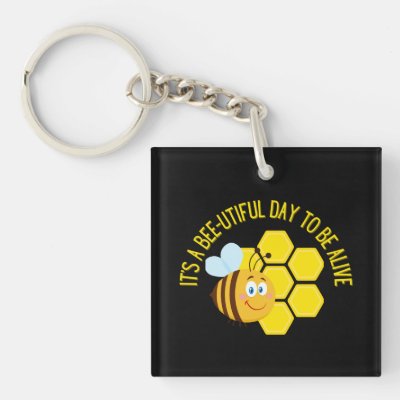 Save the Bees BEE Slogan Quotes Awareness Gifts Keychain