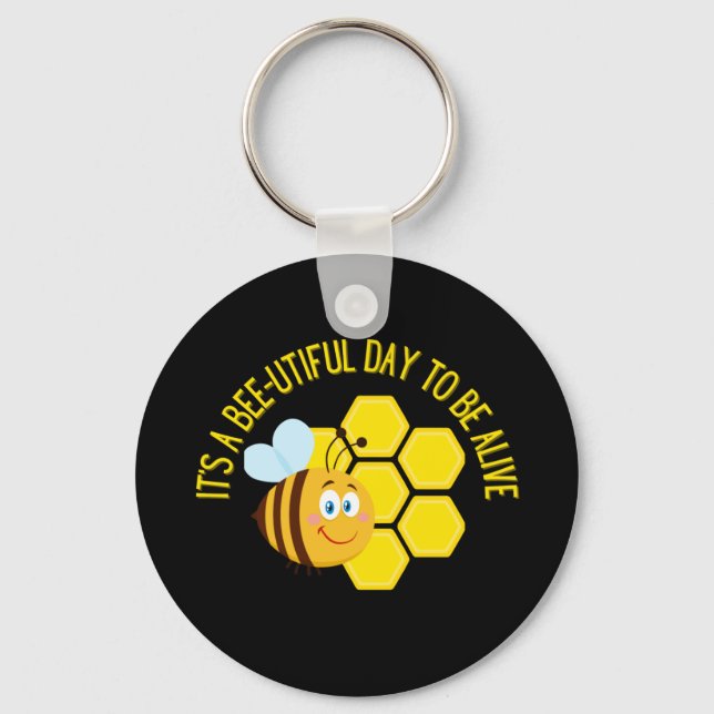 Save the Bees BEE Slogan Quotes Awareness Gifts Keychain (Front)