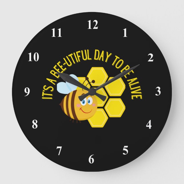 Save the Bees BEE Slogan Quotes Awareness Gifts Large Clock (Front)