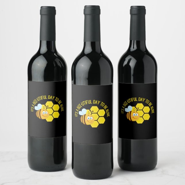 Save the Bees BEE Slogan Quotes Awareness Gifts Wine Label (Bottles)
