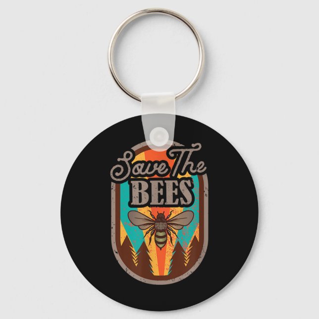 Save The Bees Beekeeper Environmental Protection _ Keychain (Front)