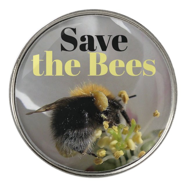 Save the Bees Bumble Bee Golf Ball Marker (Front)