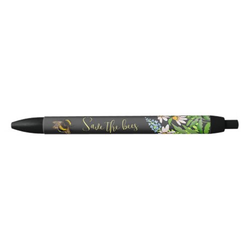 Save the bees bumblebee black ink pen