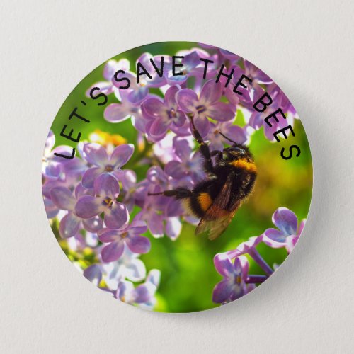 Save the Bees Button Pin 3 
