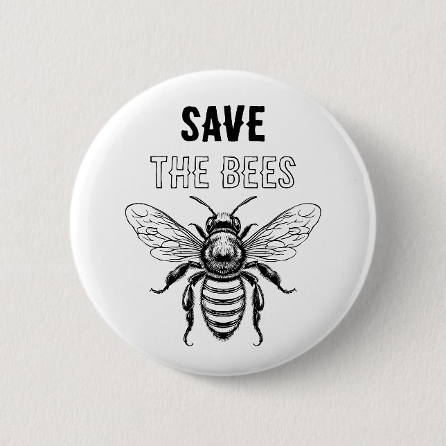 Save the bees button with honey bee (Front)