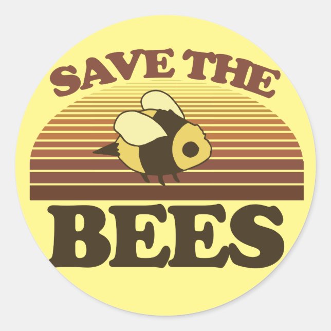 Save the Bees Classic Round Sticker (Front)