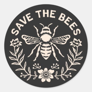 Save the bees classic round sticker