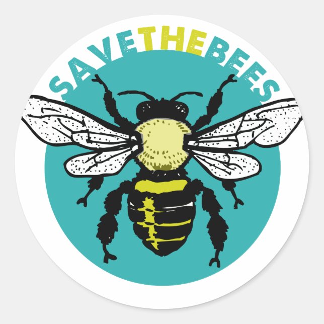 Save The Bees Classic Round Sticker (Front)