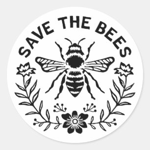 Save the bees classic round sticker