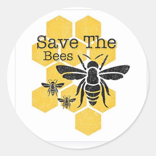 Save The Bees Classic Round Sticker