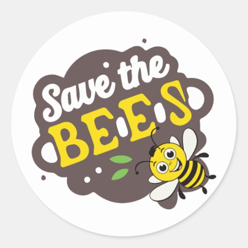Save the bees cute  classic round sticker