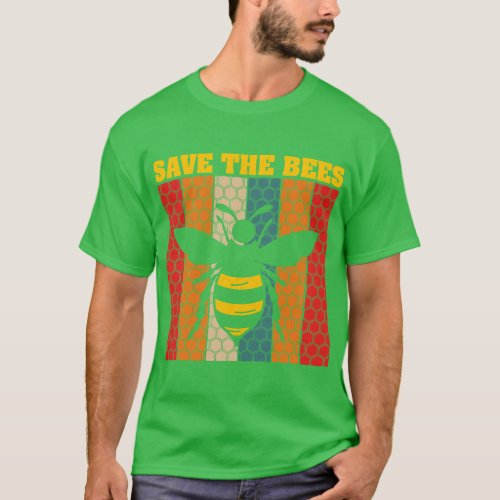 Save The Bees Earth Day Retro Vintage Climate Chan T_Shirt