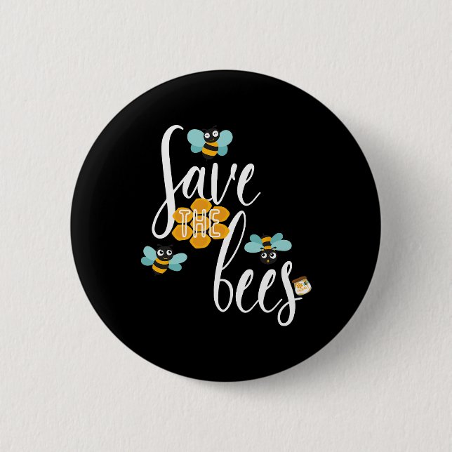 Save The Bees Earth Lover Planet Beekeeper Beekeep Button (Front)