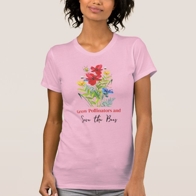 Save The Bee's Flower Pollinators T-Shirt (Front)