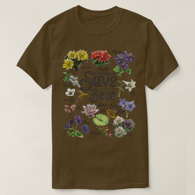 Save The Bees Flowers Honey Bee Decline Clipart  T-Shirt (Design Front)