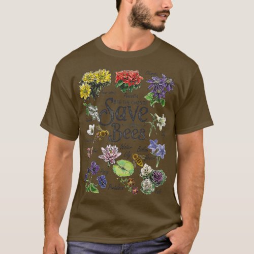 Save The Bees Flowers Honey Bee Decline Clipart  T_Shirt