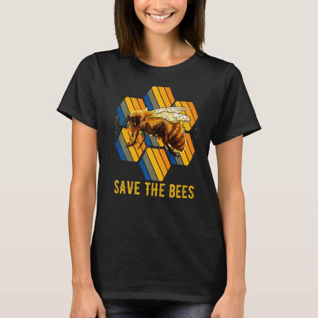 Save The Bees Flying Insect Large Group Bee T-Shirt (Front)