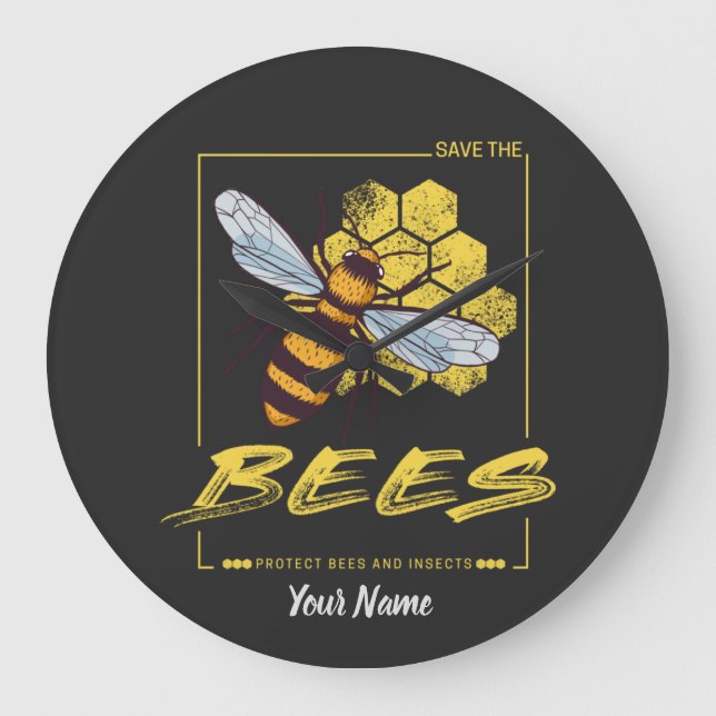 Save the Bees for Beekeeper and Apiarist Large Clock (Front)