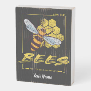 Save the Bees for Beekeeper and Apiarist Wooden Box Sign