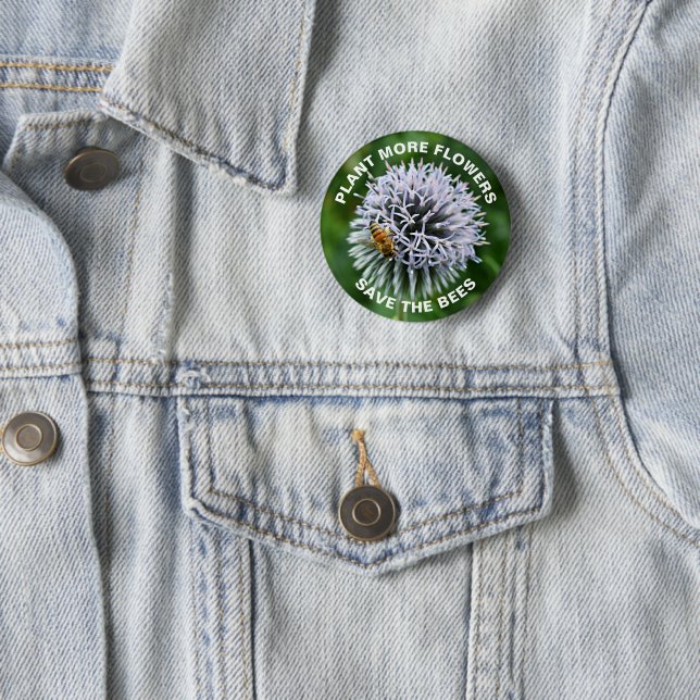 Save the Bees Globe Thistle Floral Button (In Situ)