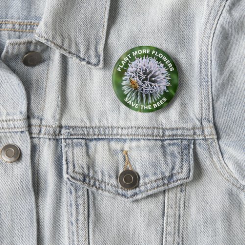 Save the Bees Globe Thistle Floral Button