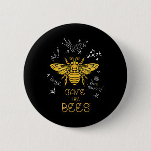 Save The Bees Graffiti Apiary Shirt Bee Beekeeper Button