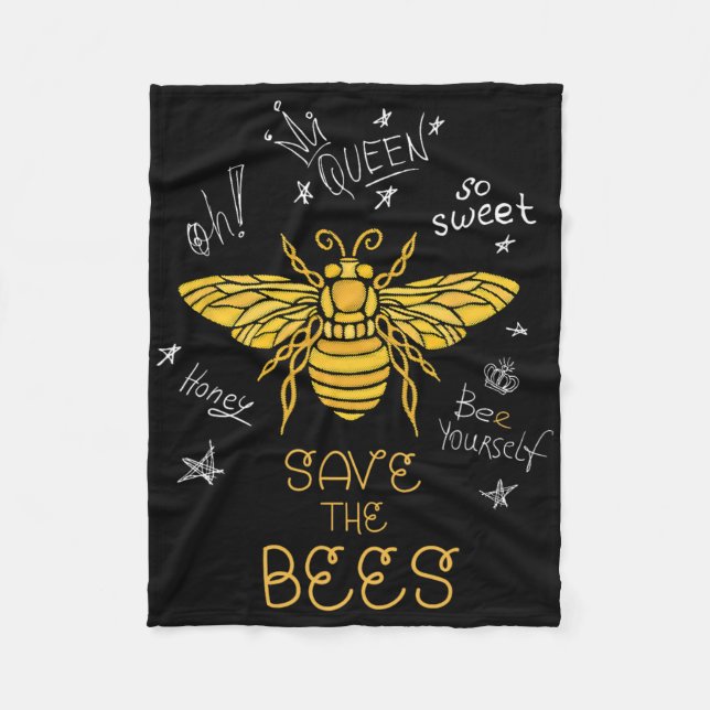 Save The Bees Graffiti Apiary Shirt Bee Beekeeper  Fleece Blanket (Front)