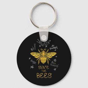 Save The Bees Graffiti Apiary Shirt Bee Beekeeper Keychain