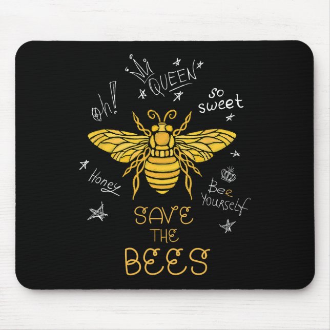 Save The Bees Graffiti Apiary Shirt Bee Beekeeper  Mouse Pad (Front)