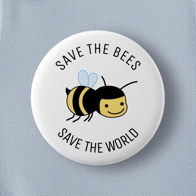 Save the Bees, Happy Little Bee Button (Creator Uploaded)