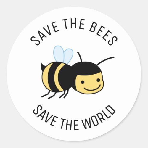 Save the Bees Happy Little Bee Classic Round Sticker