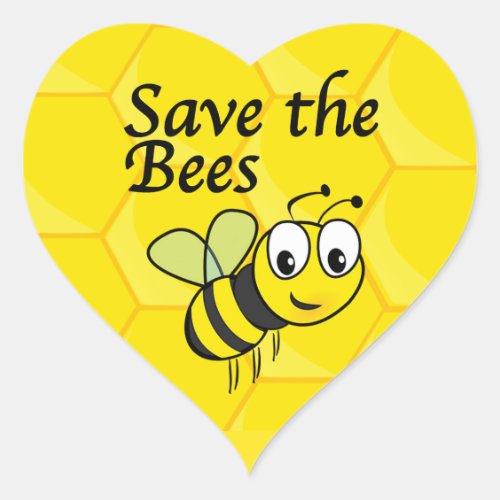 Save the Bees Heart Sticker