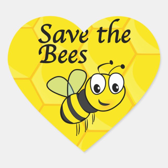 Save the Bees Heart Sticker (Front)