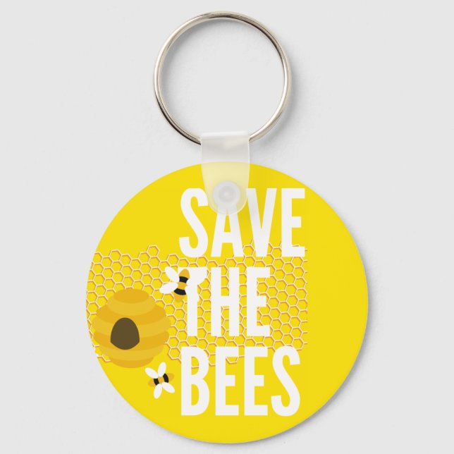 SAve The Bees HONEYCOMB Honey POT Keychain (Front)
