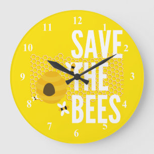 SAve The Bees HONEYCOMB Honey POT Large Clock