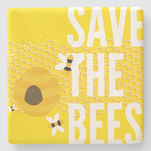 SAve The Bees HONEYCOMB Honey POT Stone Coaster