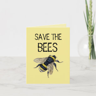 Save the Bees & How to Help Blank Inside Note Card