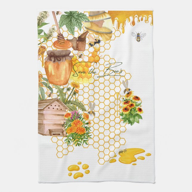 Save The Bees Kitchen Towel (Vertical)
