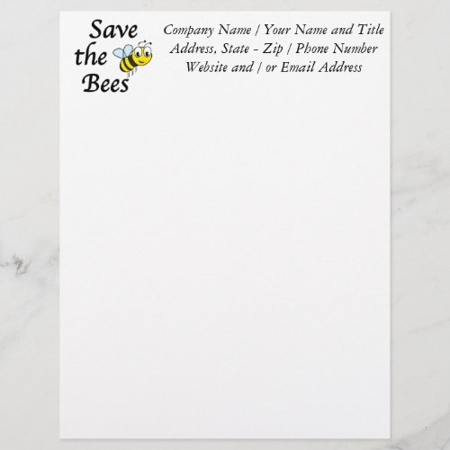 Save the Bees Letterhead
