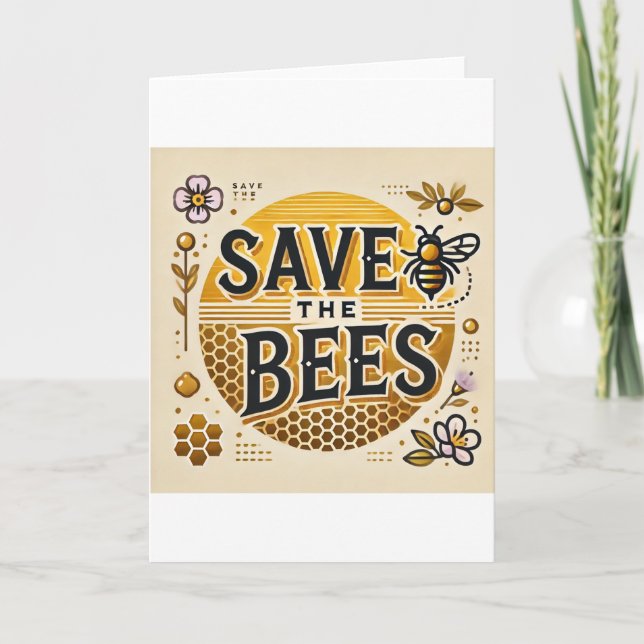 Save The Bees Letterpress Thank You Card (Front)