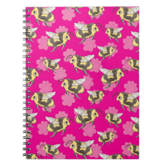 Save the bees on pink floral background notebook