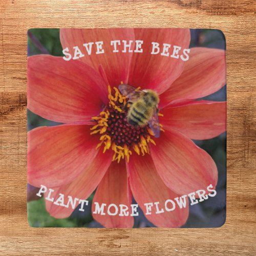 Save the Bees Orange Dahlia Floral Trivet