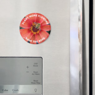 Save the Bees Orange Dahlia Flower Magnet