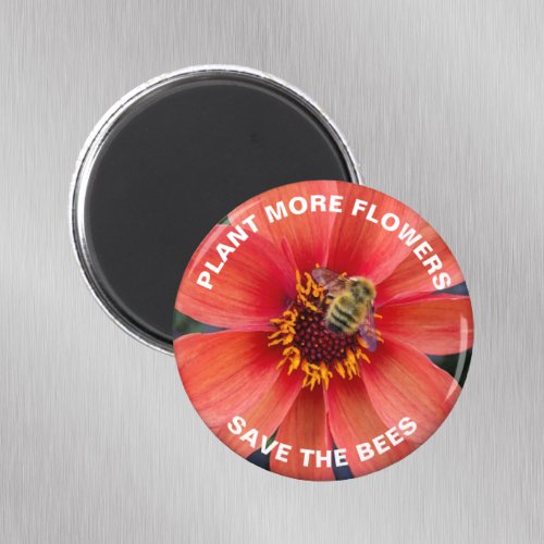 Save the Bees Orange Dahlia Flower Magnet