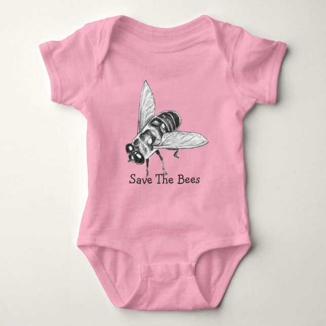 Save the Bees Organic Baby Honeybee Bodysuit (Front)