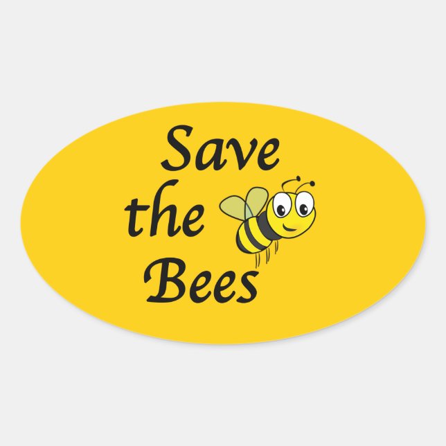 Save the Bees Oval Sticker (Front)