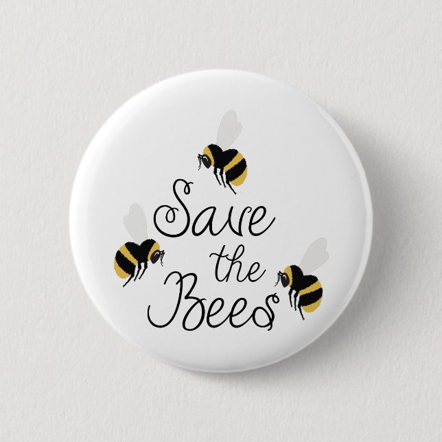 Save The Bees Pinback Button (Front)