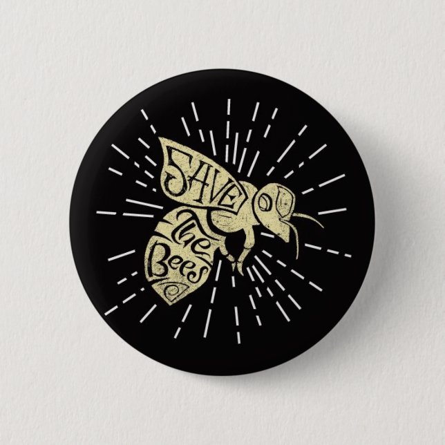 Save The Bees Pinback Button (Front)